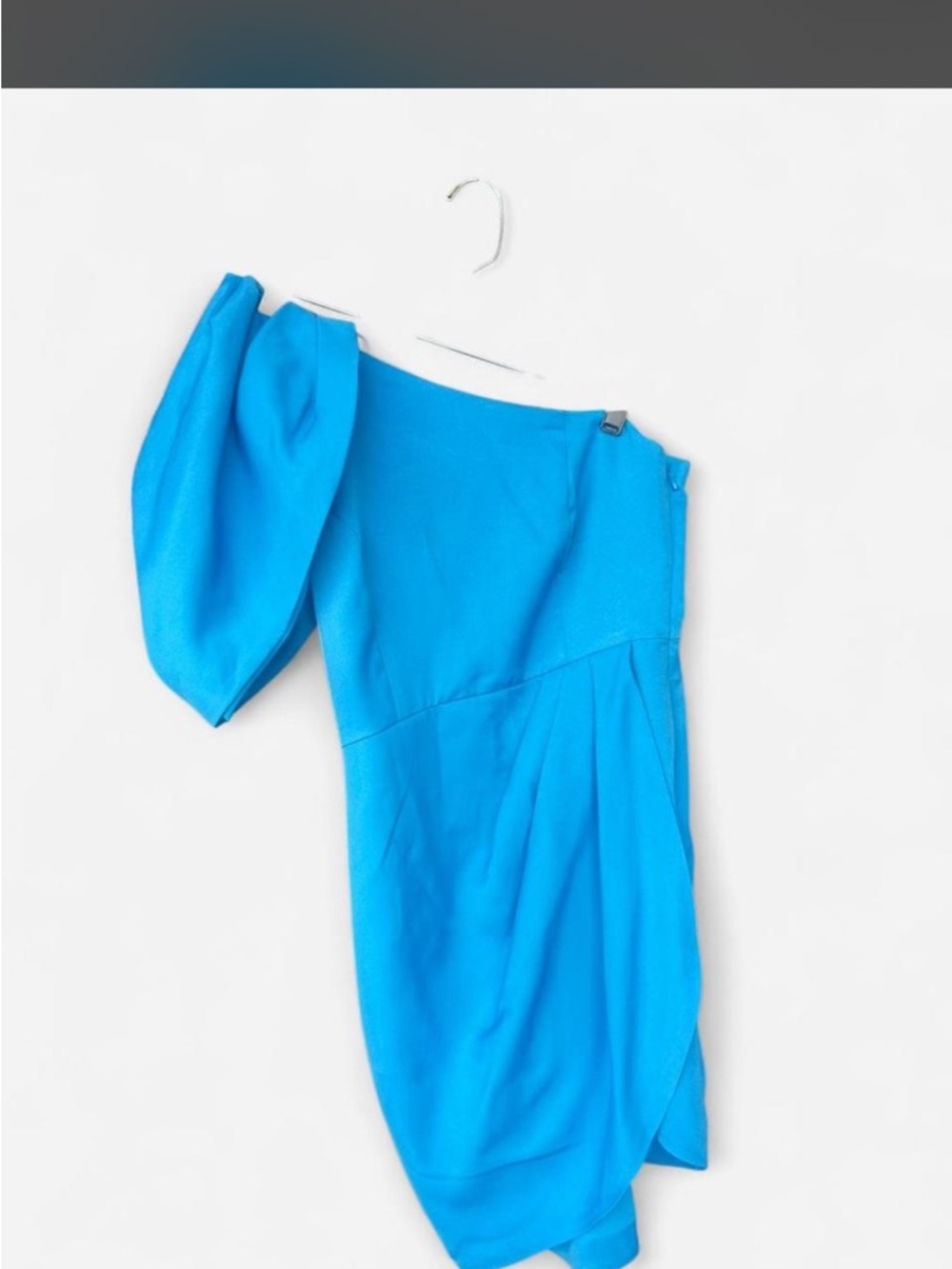 Bright Blue One-Shoulder Puff Sleeve Dress